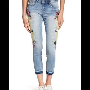 William Rast floral embroidered ankle skinny jeans